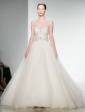 KENNETH POOL Giada K436 V Neck Sleeveless Ballgown Beaded Tulle Wedding Dress 10
